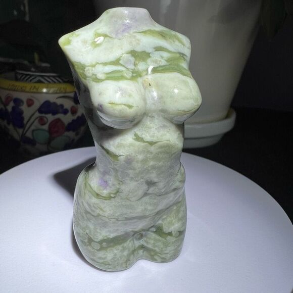 Moss Agate Crystal Female Body Carving (#3) - Picture 3 of 14